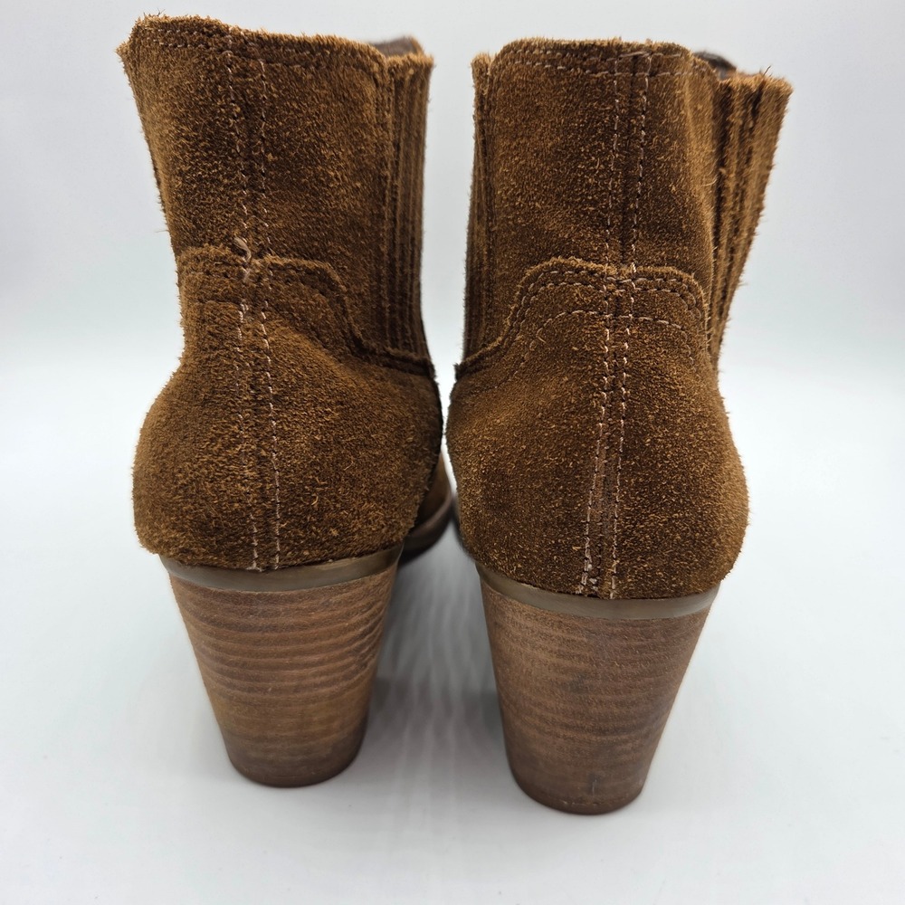 Dolce Vita Brown Suede Western Ankle Boots Block Heel Size 7.5 - Picture 3 of 8